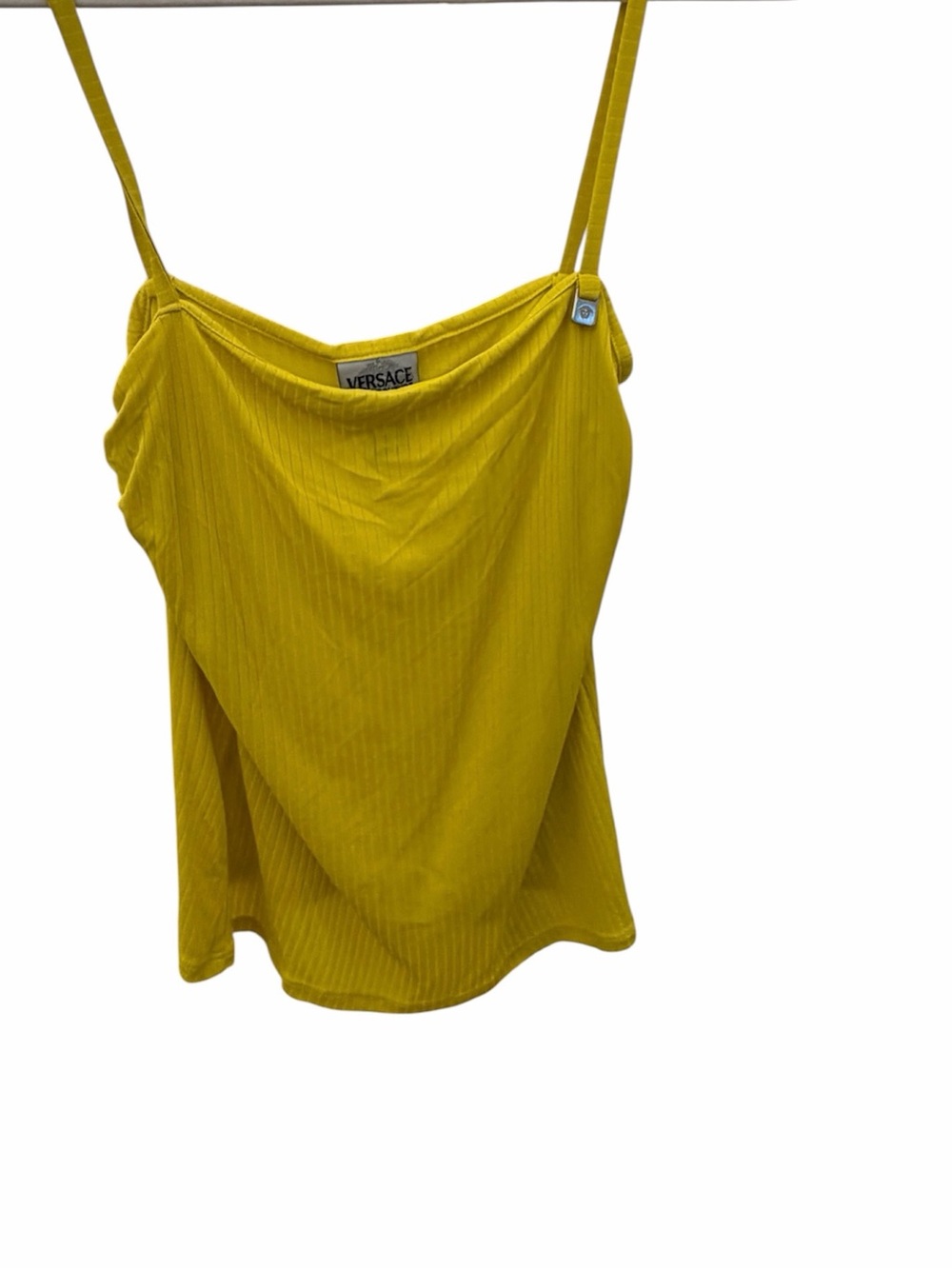 Versace slinky, sexy Yellow Ribbed top